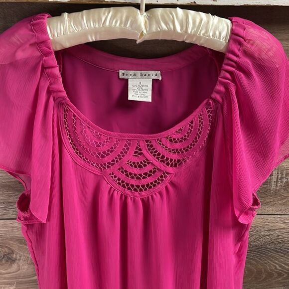 Fred David Ladies Blouse, Size Small, Pink - Picture 5 of 7